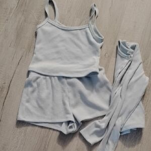 Pink Rose Women's Cozy Pajama Set in Baby Blue